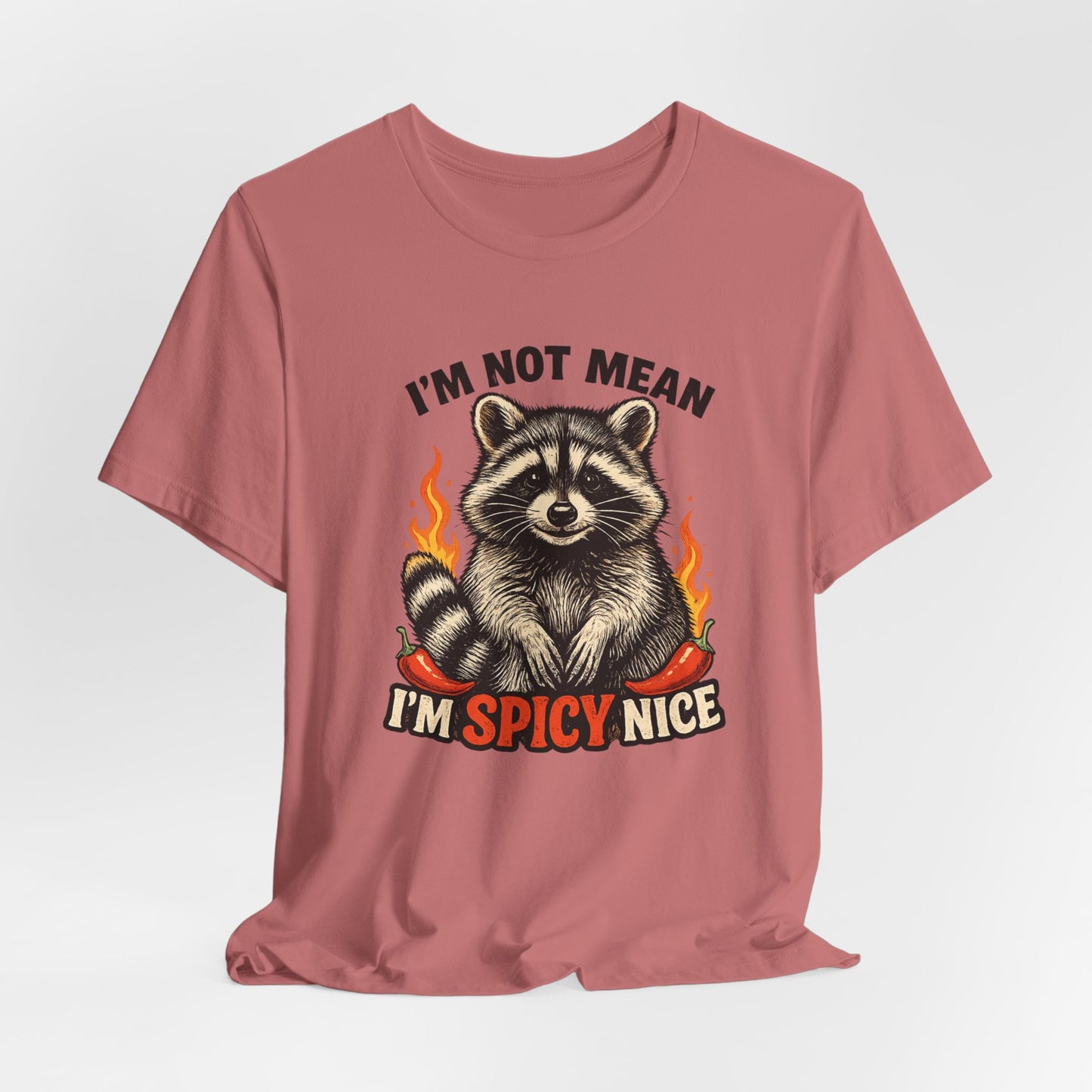Spicy Nice Raccoon T-Shirt — "I'm Not Mean, I'm Spicy Nice" Graphic Tee