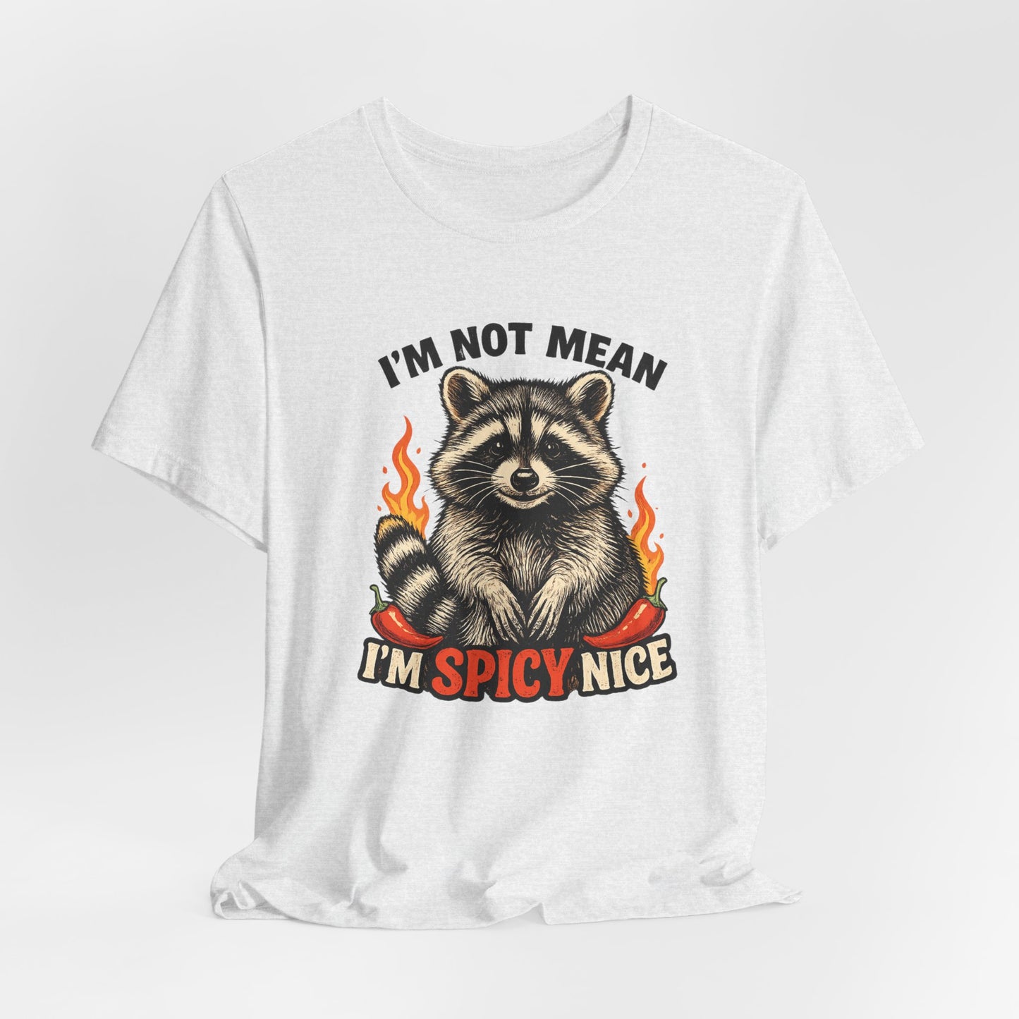 Spicy Nice Raccoon T-Shirt — "I'm Not Mean, I'm Spicy Nice" Graphic Tee