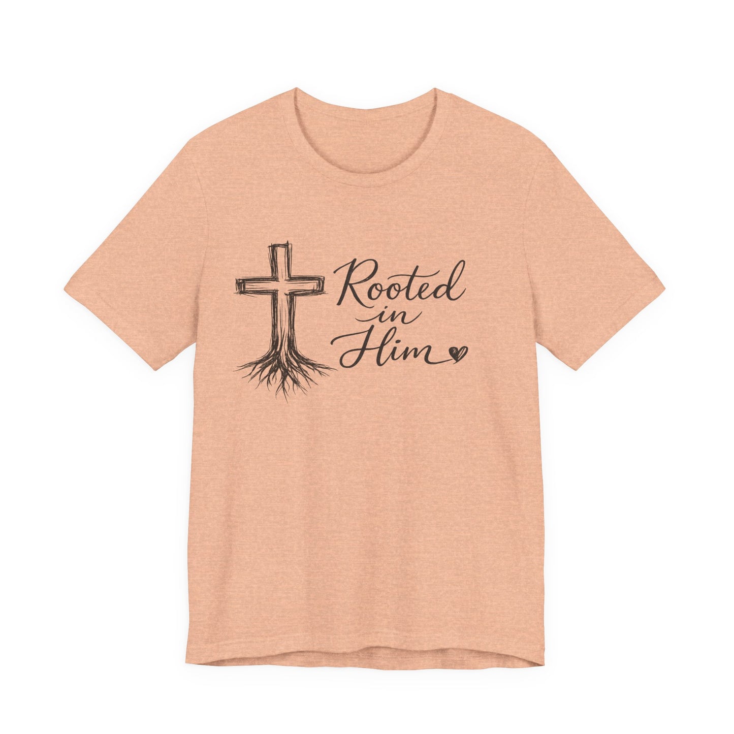 Rooted in Him T-Shirt — Christian Cross & Roots Faith Tee