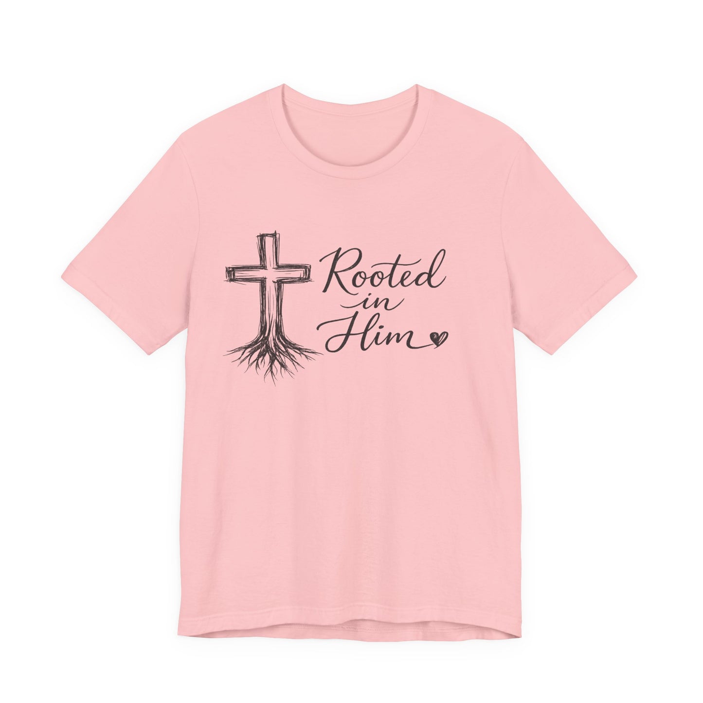 Rooted in Him T-Shirt — Christian Cross & Roots Faith Tee