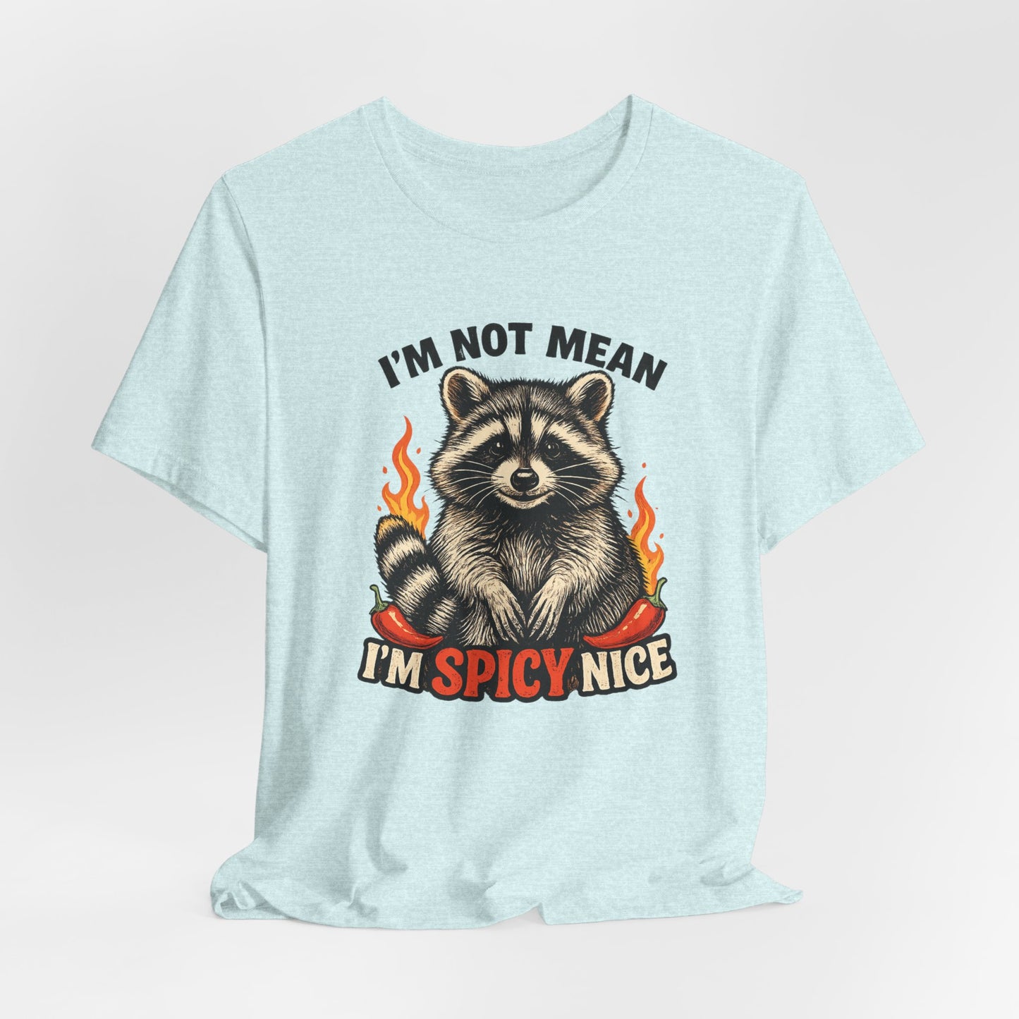 Spicy Nice Raccoon T-Shirt — "I'm Not Mean, I'm Spicy Nice" Graphic Tee